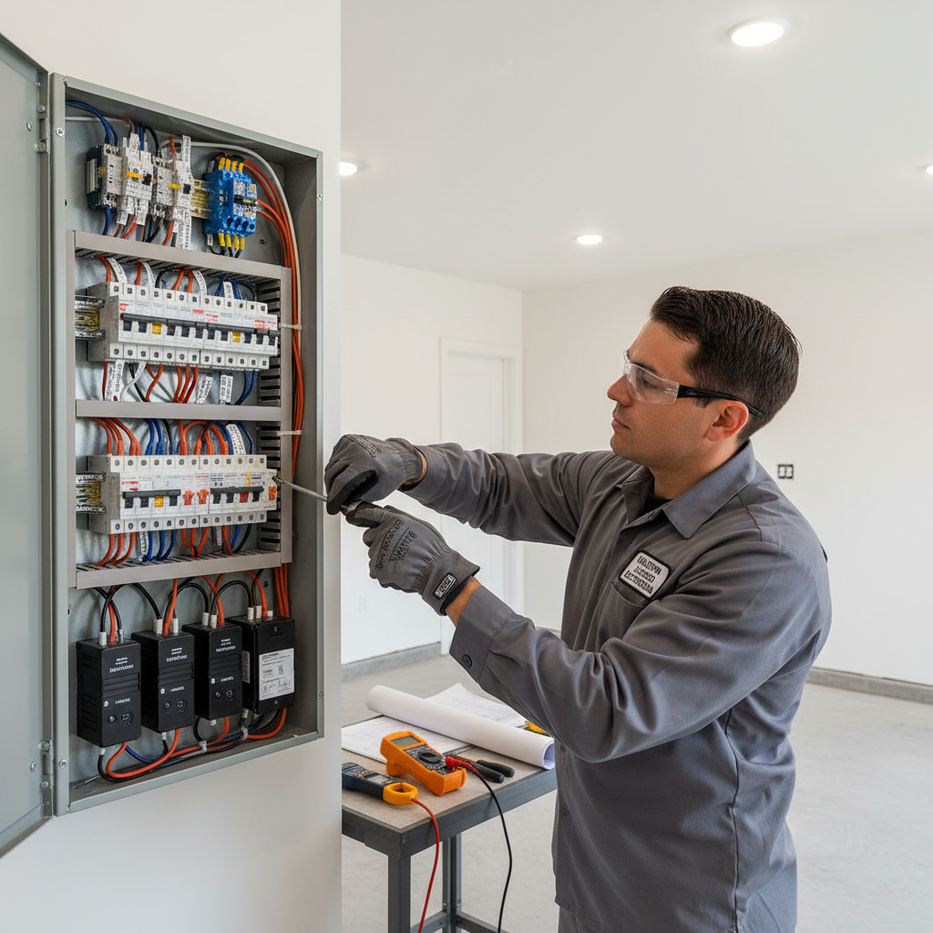 Residential electrical installation in modern River Oaks home