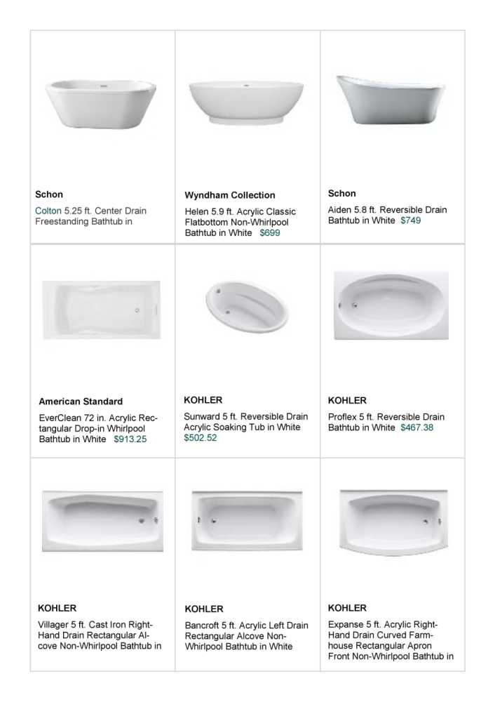 Catalog Tell Projects, Schon Aiden 5.8 Ft Reversible Drain Bathtub In White