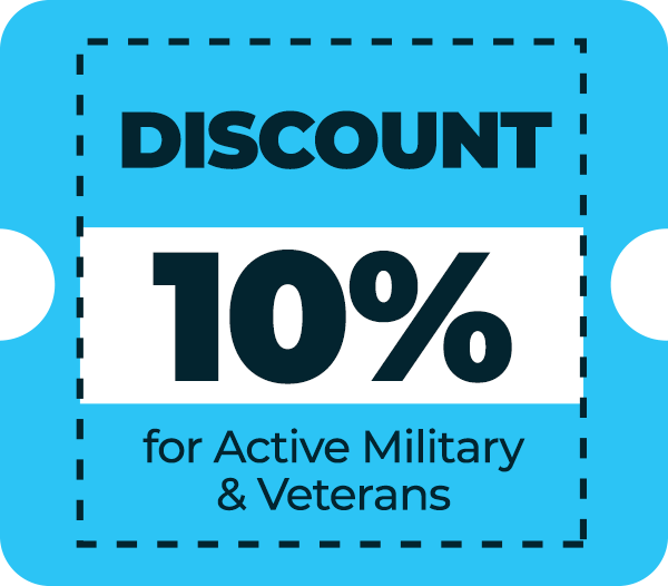 10% discount for active military and veterans